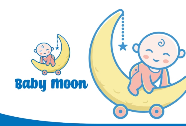 婴儿月亮卡通标志吉祥物