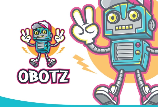 机器人 Obotz 卡通标志吉祥物