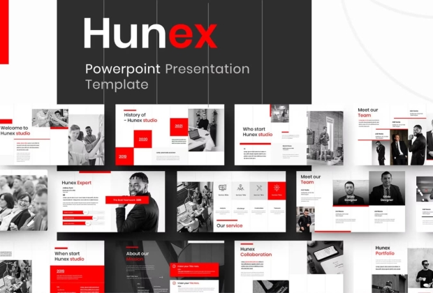 Hunex-商业红黑PowerPoint模板
