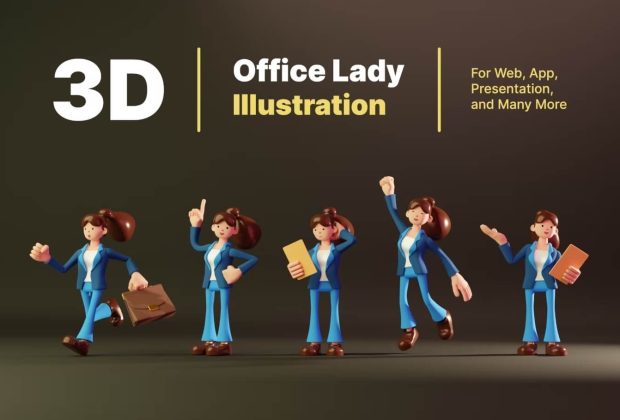 办公室女士3D插画