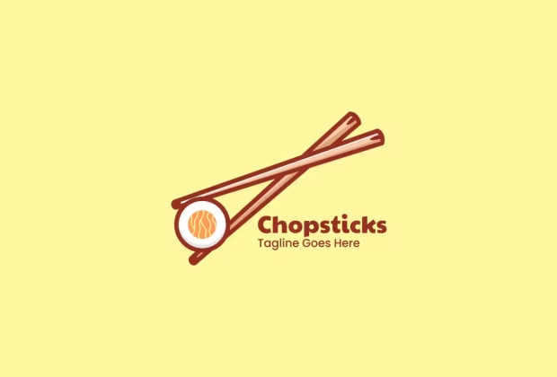 筷子寿司简单吉祥物标志