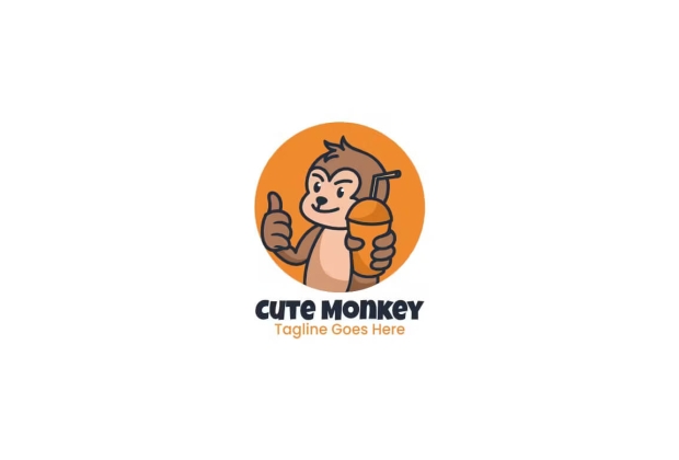 可爱的猴子吉祥物卡通标志