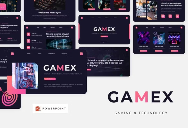 Gamex - 游戏与技术 Powerpoint 模板
