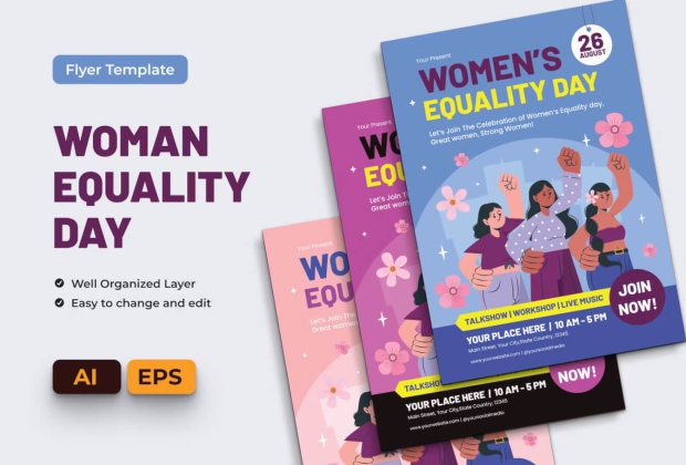 妇女平等日传单 Ai 和 EPS 模板