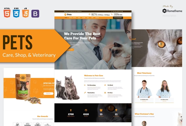 PETS - 宠物护理和兽医 HTML 模板