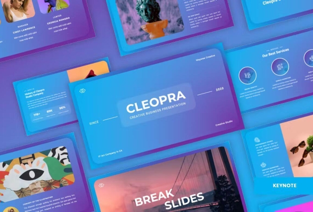 Cleopra-蓝色创意商业主题演讲Keynote模板