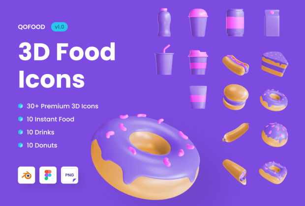 QOFOOD：3D 食物和饮料图标