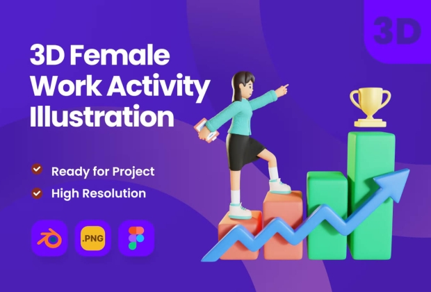 3d 工作女性活动图