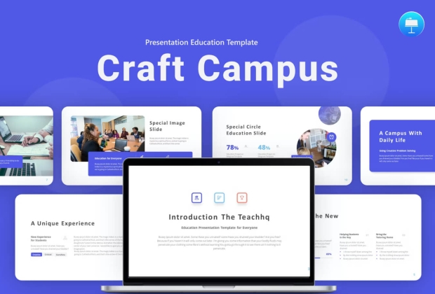 Craft Campus 蓝色创意教育主题演讲keynote模板