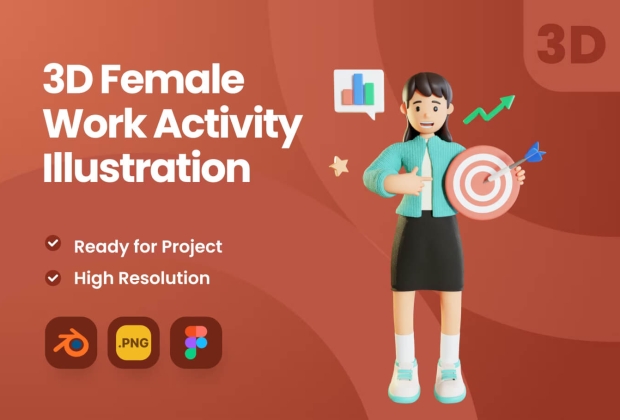 3d 工作女性活动图