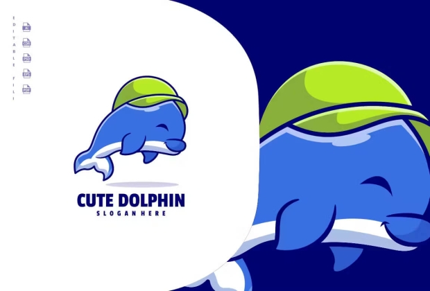 可爱的海豚标志设计