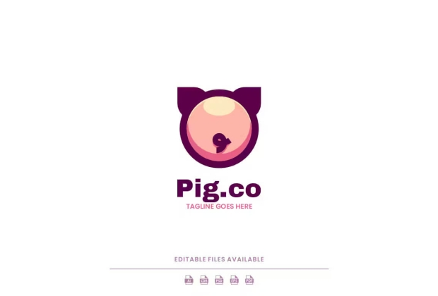 猪简单吉祥物标志