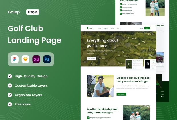 高尔夫登陆页面 - UI 设计