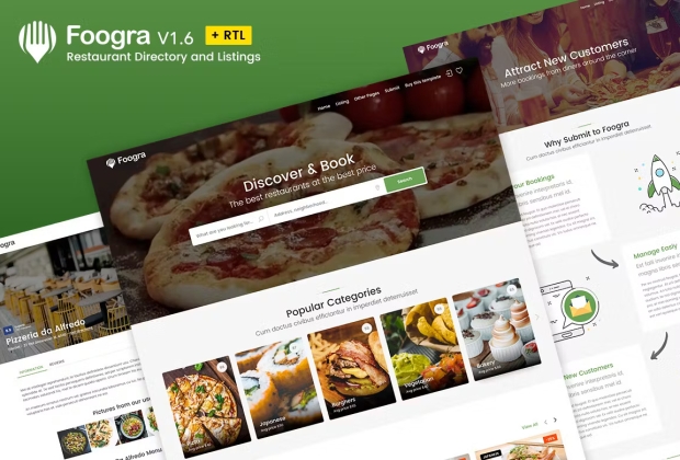 Foogra - 餐厅目录和列表 HTML模板