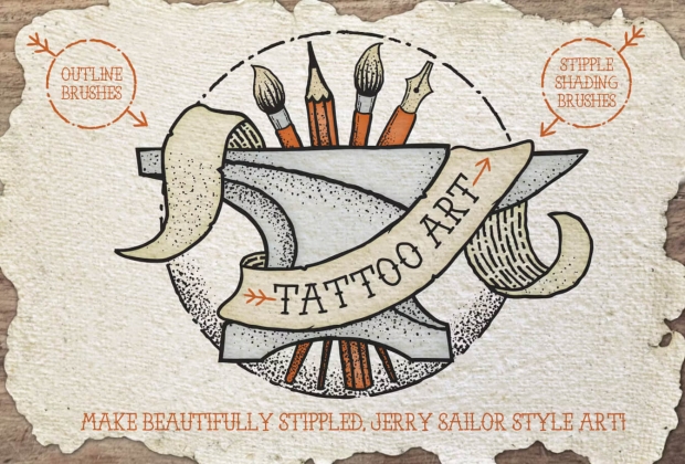 纹身风格艺术画笔