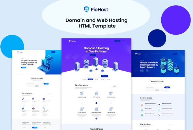 Piohost - 域名和网站托管 HTML5 模板