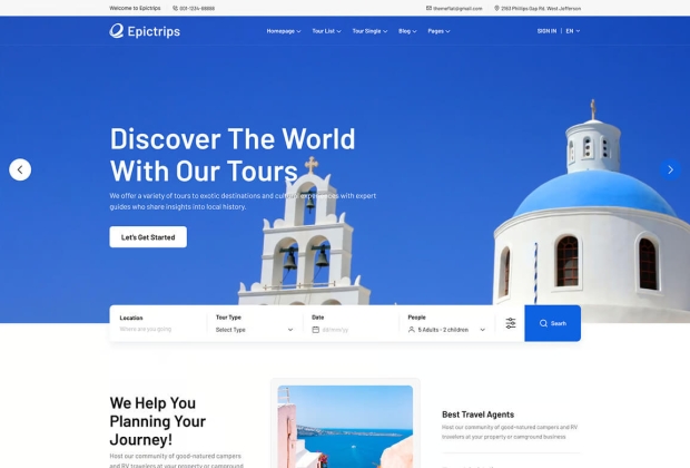 EpicTrips - 用于旅行和旅游预订的 Figma 模板