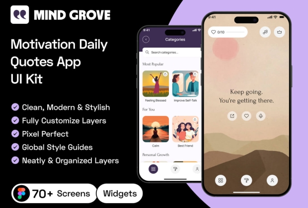 Mind Grove - 每日励志语录 App UI 套件
