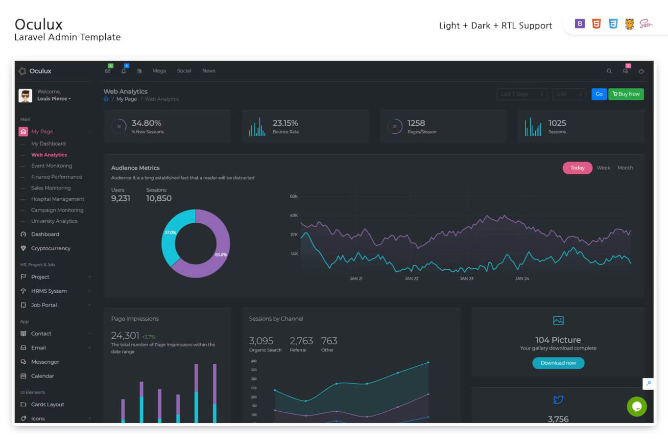 Oculux-Laravel 后台管理模板