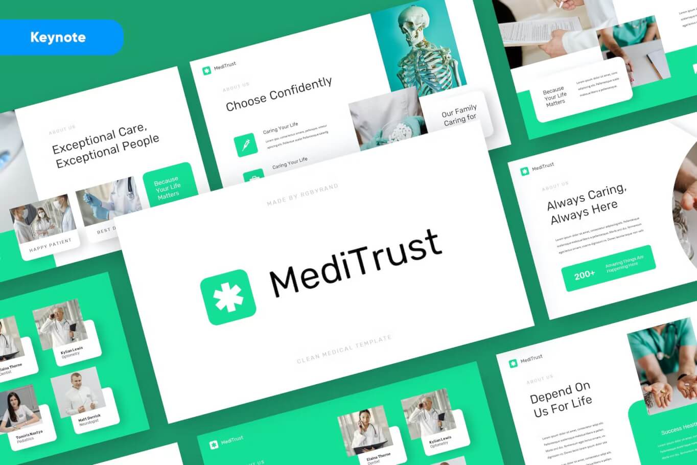 MEDITRUST-绿色医学主题PPT模板