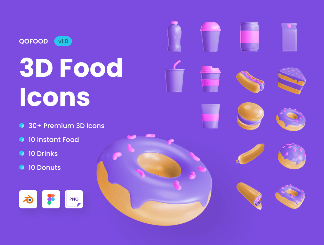 QOFOOD：3D 食物和饮料图标