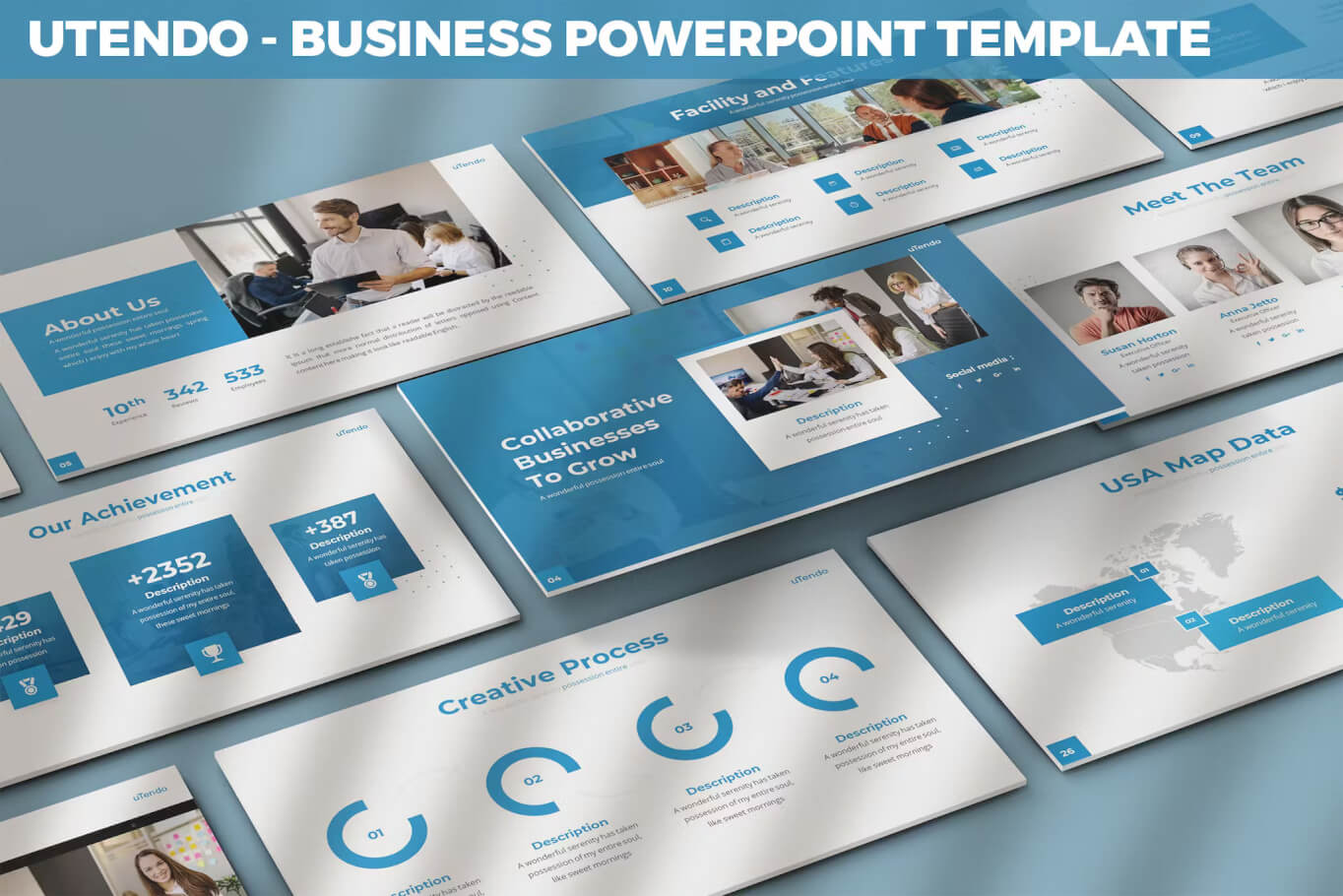 Utendo - 蓝色商务Powerpoint模板