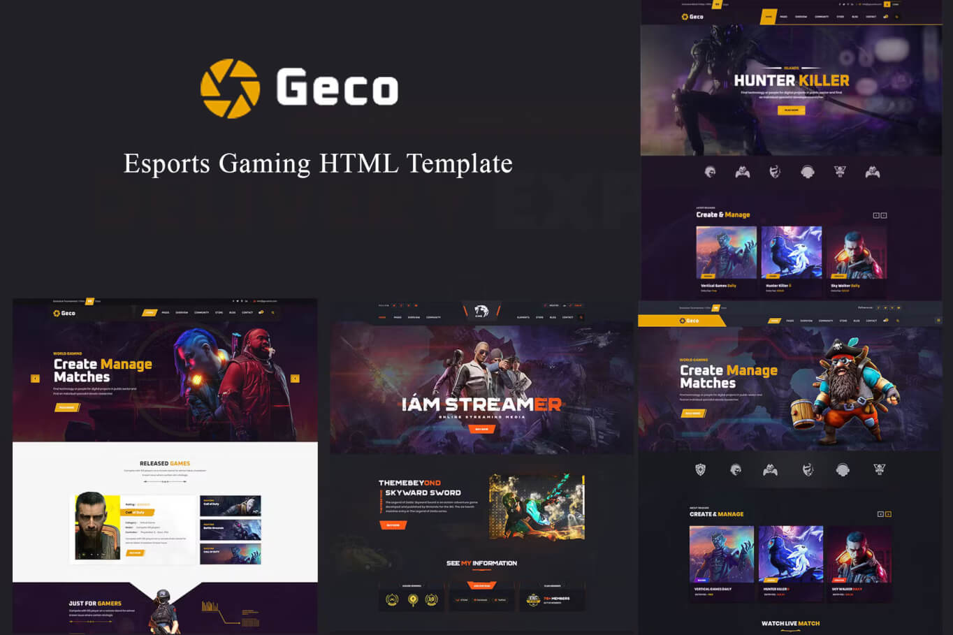 Geco - 电子竞技游戏 HTML5 模板