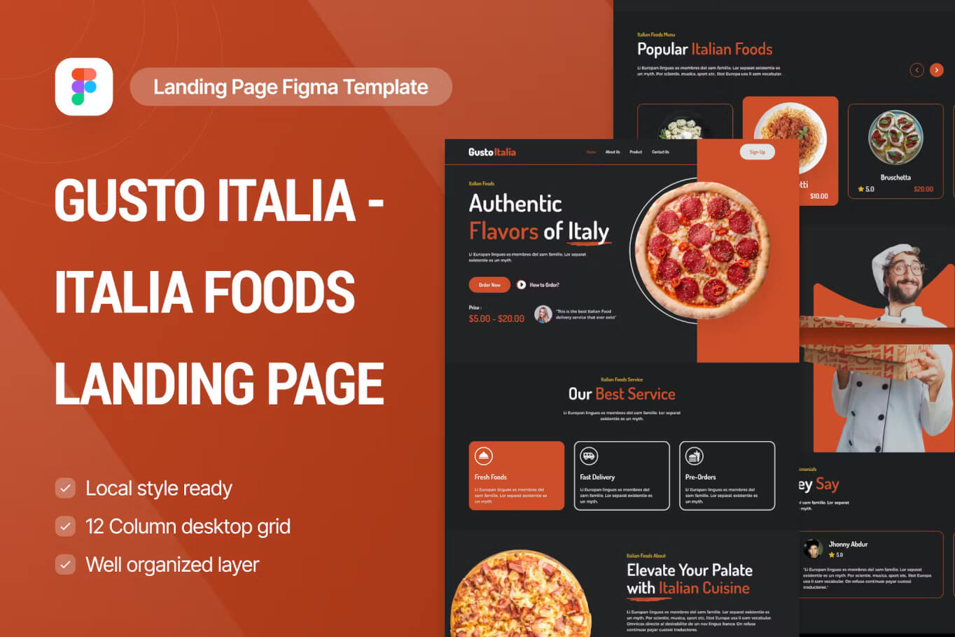 Gusto Italia - 意大利食品登陆页面