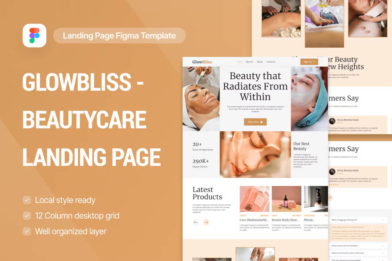 GlowBliss - 护肤和美容登陆页面