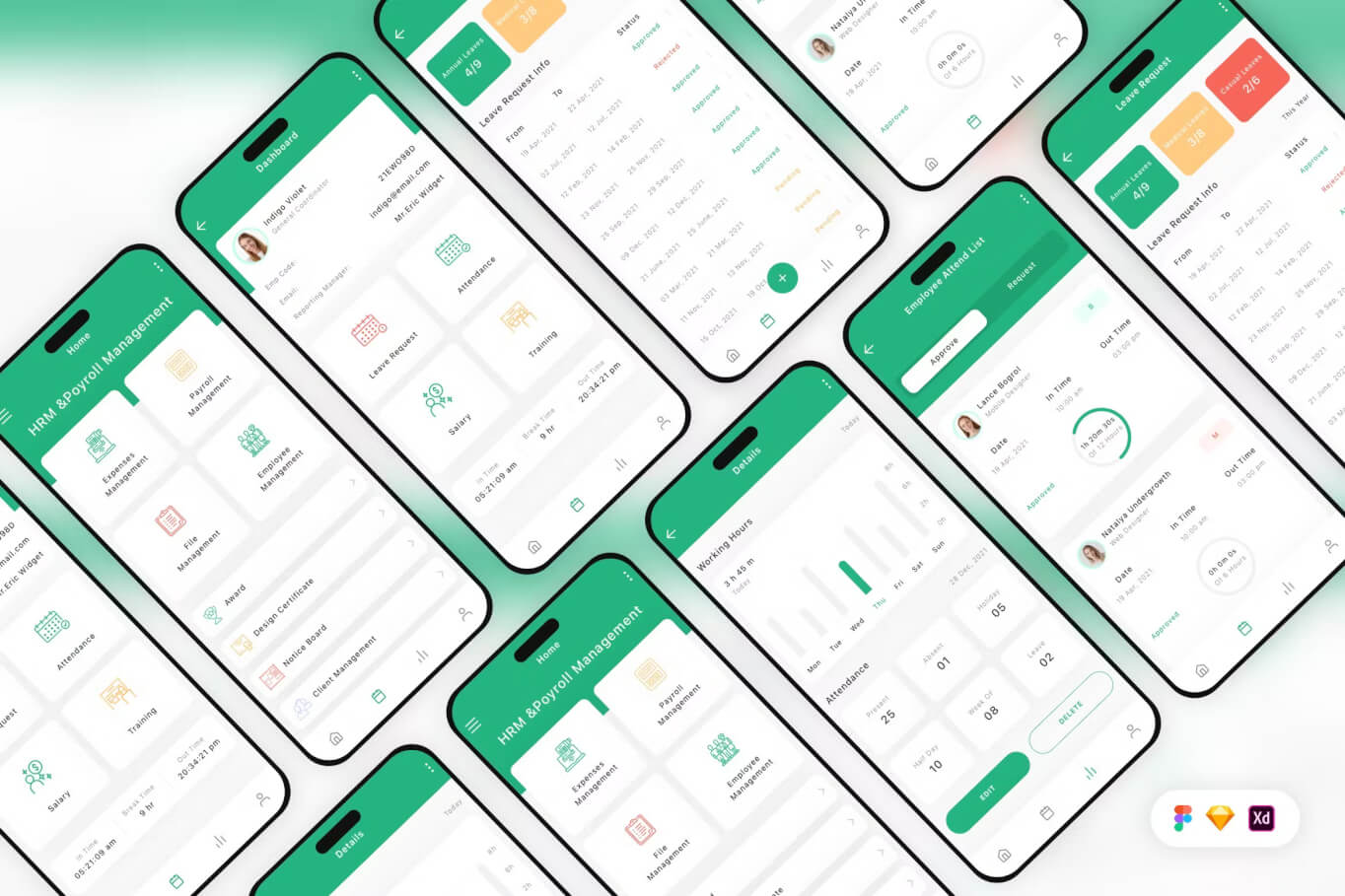 人力资源管理和薪资管理移动应用 UI 套件