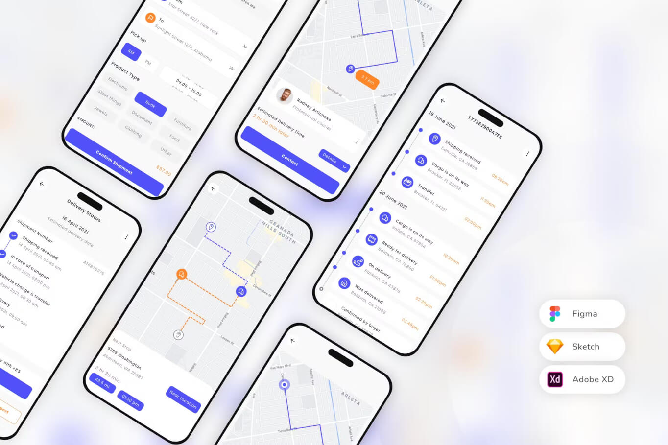 运输和物流移动应用 UI 套件