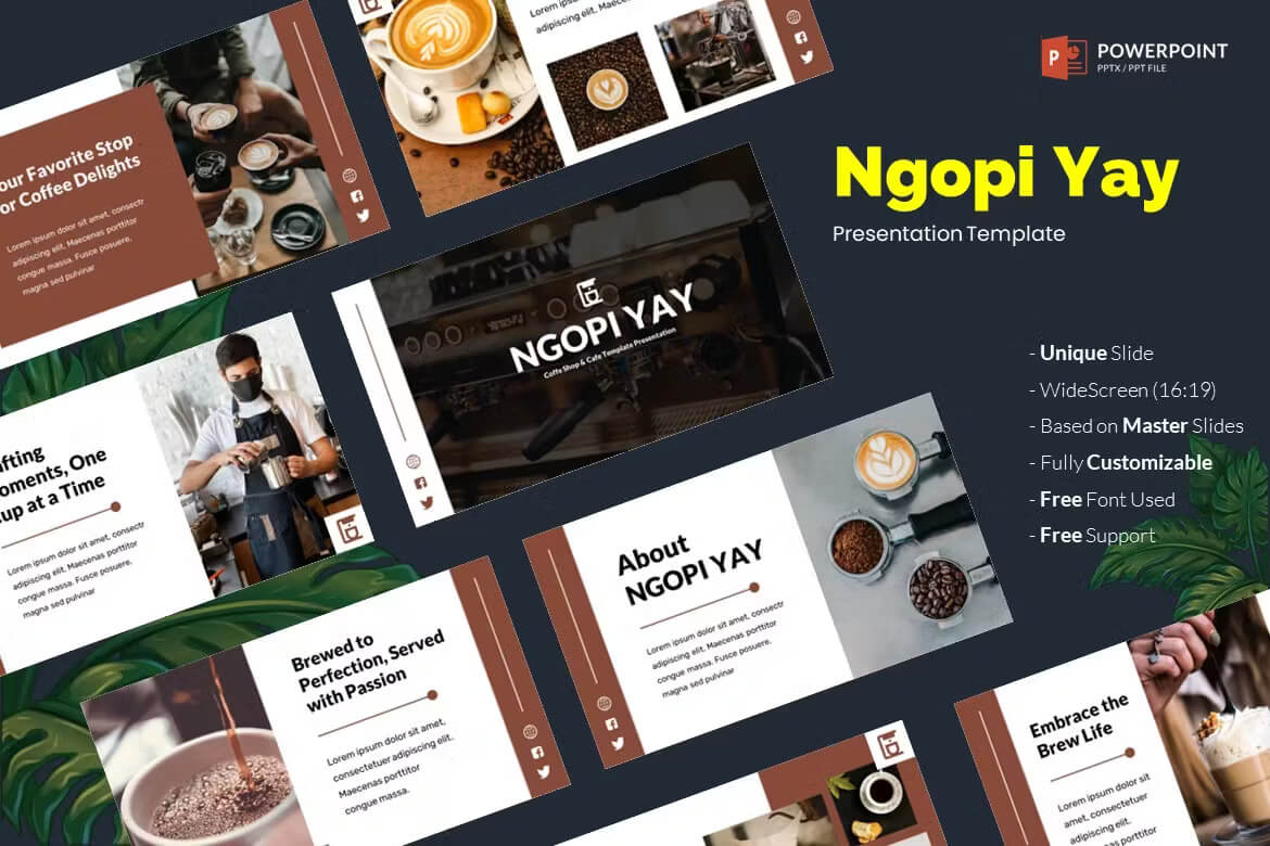 Ngopiyay - 咖啡厅和咖啡馆 Powerpoint 模板
