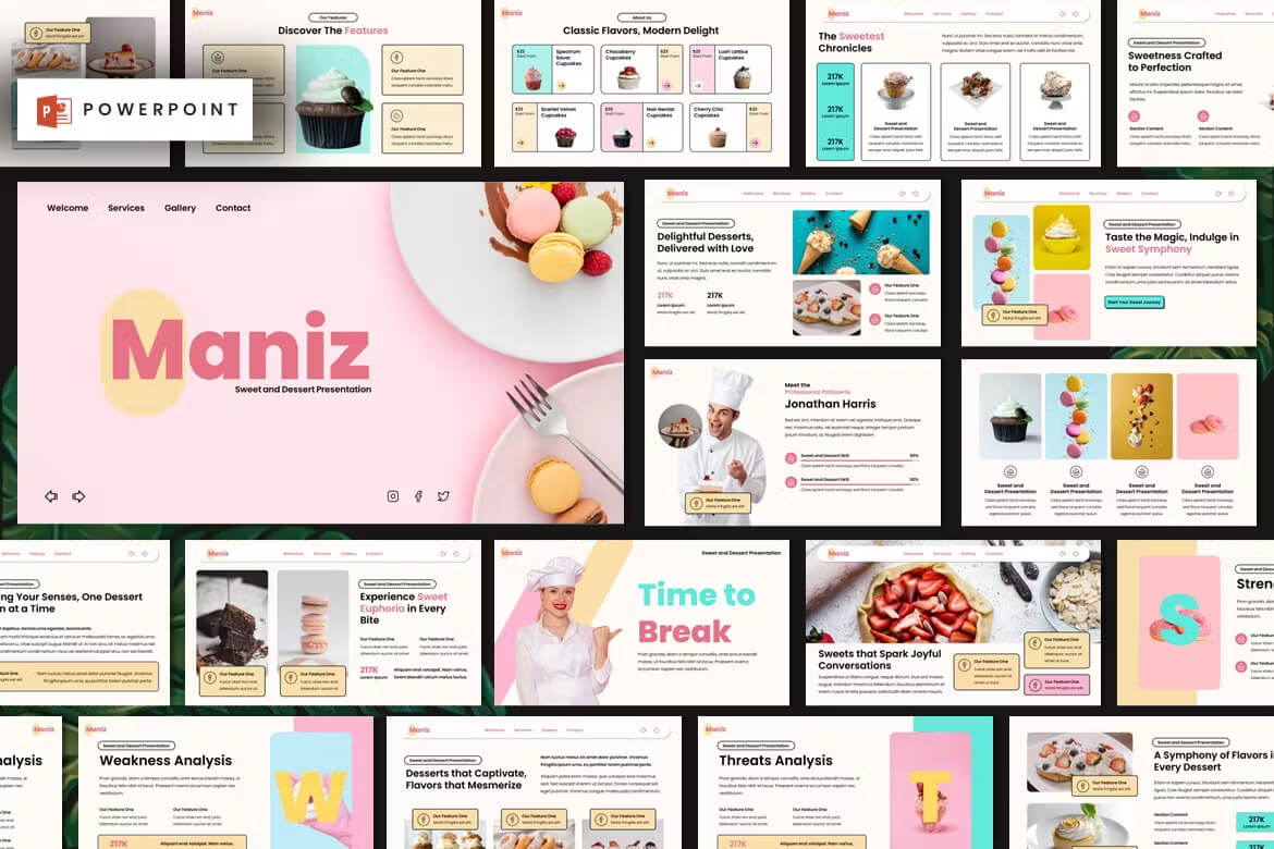 Maniz - 甜品和甜点蛋糕 Powerpoint 模板