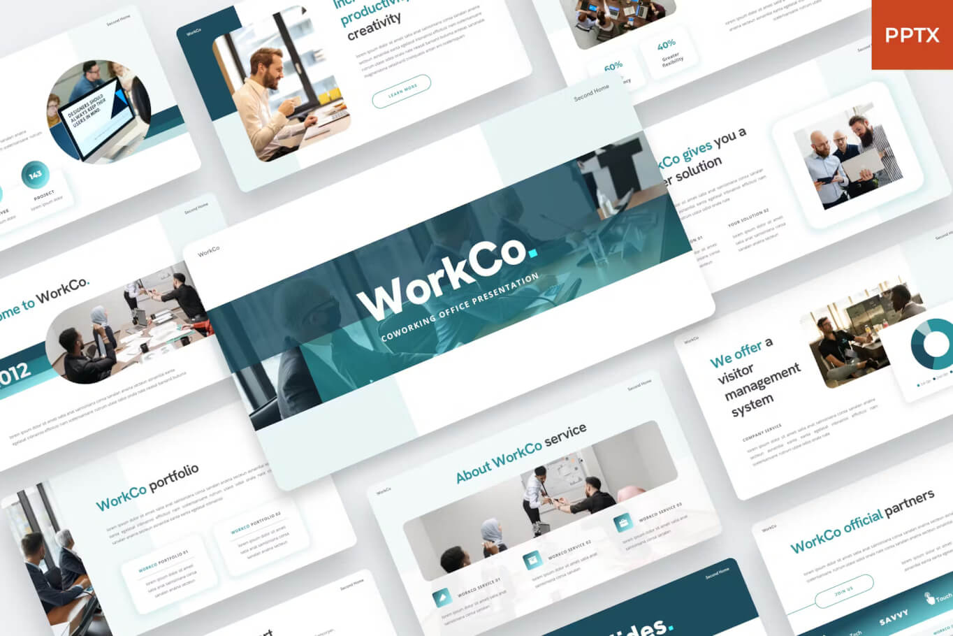 WorkCo - 办公室和工作空间 PowerPoint 模板