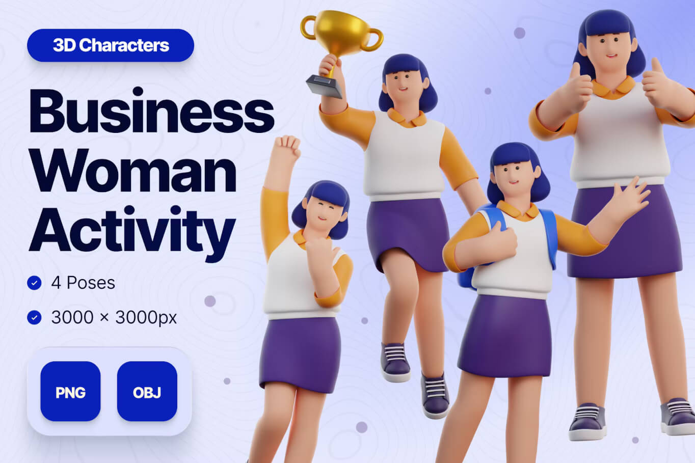 企业女性活动3D 插图
