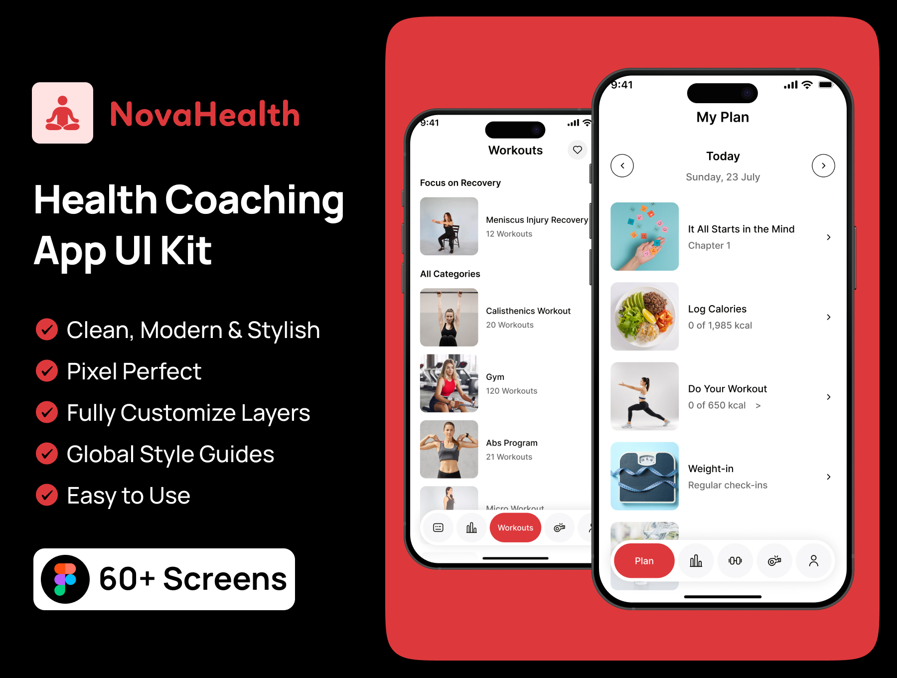 NovaHealth - 健康指导应用程序 UI 套件