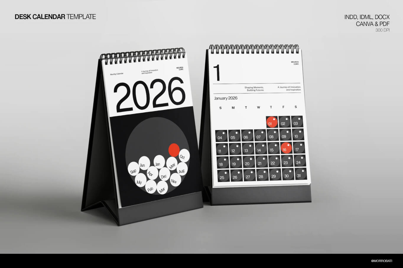 现代黑白日历 2026
