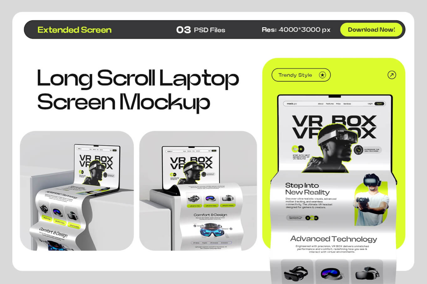 笔记本电脑屏幕模型套装,带加长滚动条