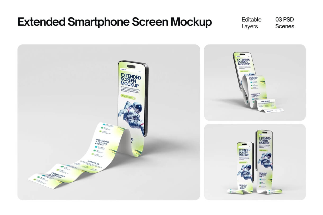 长滚动扩展手机屏幕模型套装