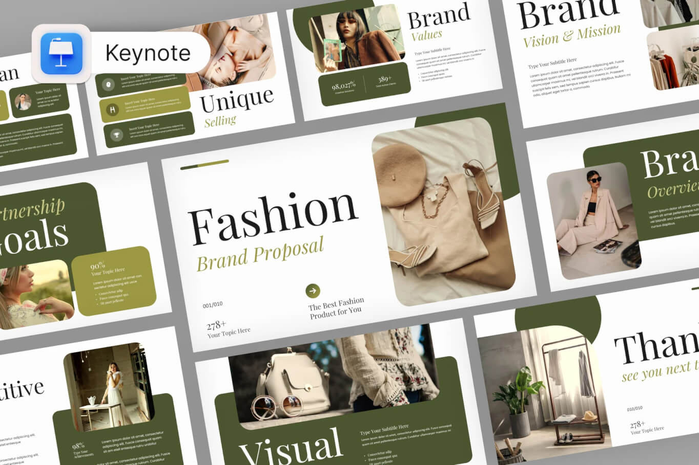 现代时尚品牌提案的主题演讲Keynote模板